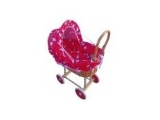 WICKER DOLLS lėlės vežimėlis - raudonas